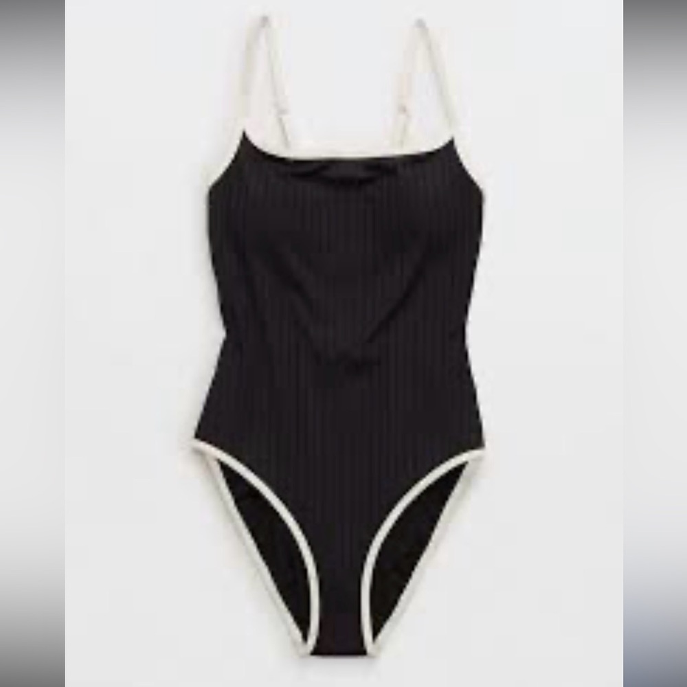 Aerie Wide Rib Scoop Full Coverage One Piece Swimsuit